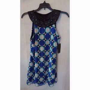 Vintage Blue & White Circle & Square Rampage Dress